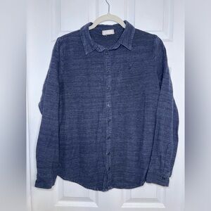 CP Shades Collared Shirt Navy Womens XS Relaxed Long Sleeve Button Down Blouse